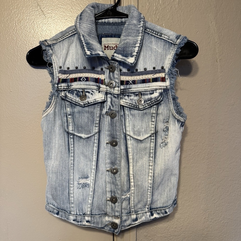 Vintage Mudd Y2K Vest Kesha Core Acid Wash 90s Grunge Women's S Festival Denim